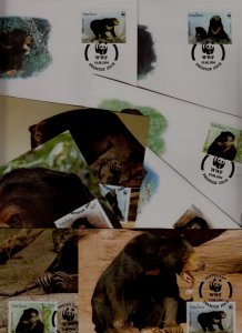Laos 8 covers/cards WWF-94/Animals