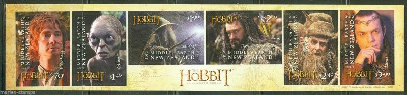 NEW ZEALAND HOBBIT 2012 AN UNEXPECTED JOURNEY SET OF SIX SELF ADHESIVE STAMPS NH