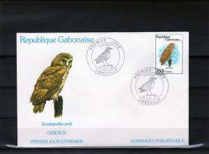 Gabon 1980 Birds/Owls Set (4) Official F.D.C. Sc # 449-452