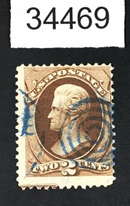 US STAMPS # 157 BLUE TARGET USED $26+ LOT #34469