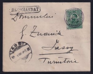 Romania 1913 SECOND BALKAN WAR Military Command CDS Registered Cover to Iasi