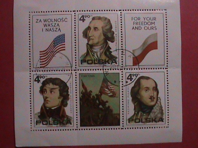 POLAND : - BI-CENTENARY OF AMERICAN MINI CTO HING SHEET LAST ONE. CTO SHEET