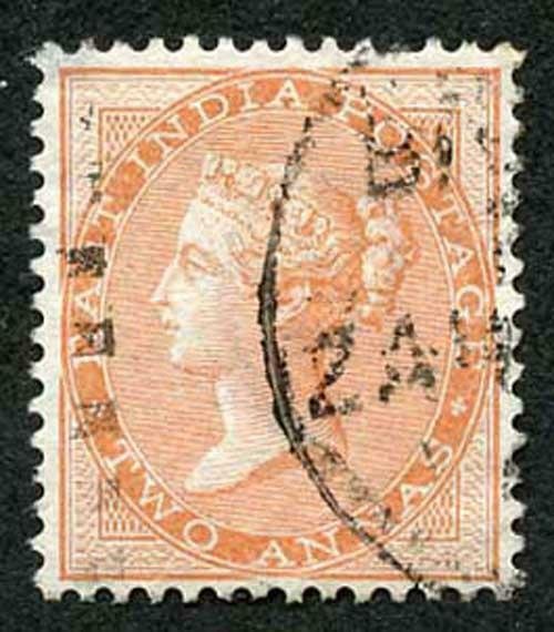 Zanzibar SGZ26 1865 India 2a Brown-orange with type TZ3 cancelation