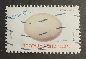 France 2020 Scott 5820 used - bird egg, African Ostrich, Oeuf d'autruche