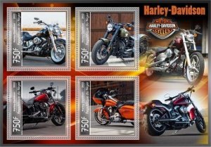 Stamps. Motorcycles, Harley Davidson 2022 year 1+1 sheets perf Niger