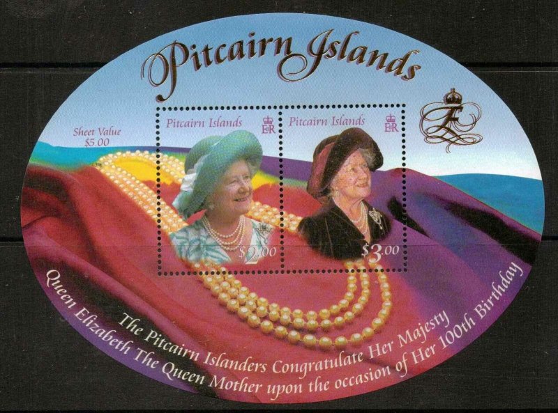 PITCAIRN ISLANDS SGMS582 2000 QUEEN MOTHERS 100th BIRTHDAY MNH