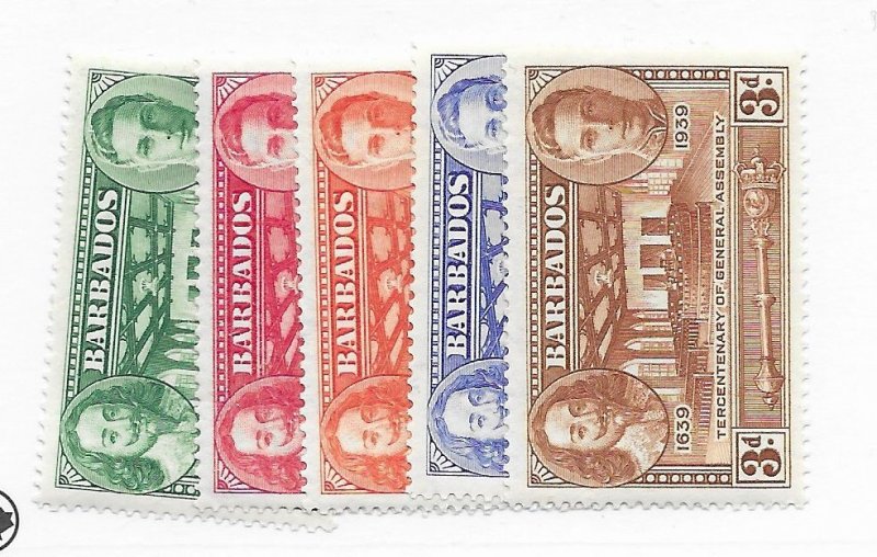 Barbados #202-206 MH - Stamp - CAT VALUE $10.50