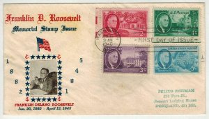 1946 FDR FRANKLIN ROOSEVELT 930-933 - 12U  SET ON 1 Photo FDC by Crosby