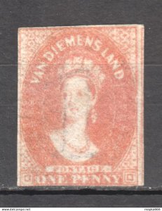 Tas020 1857 Australia Tasmania One Penny Original Gum Gibbons Sg #26 650 £ 1...