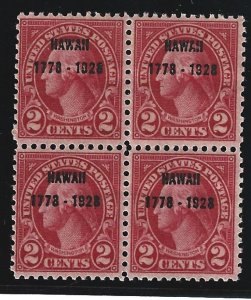 U.S. Scott #647 Mint NH 2c Block of 4 O/P Hawaii stamp   2019 CV $29.00+