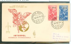 Italy/Trieste (Zone A) 207-8 1954 International meeting of Interpol (set of two) on an addressed (stencil) cacheted first day co