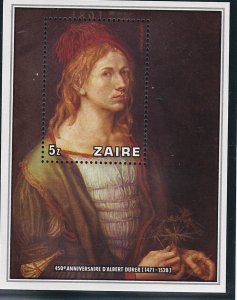 Zaire # 892, Durer Self Portrait, Souvenir Sheet, NH, 1/2 Cat.