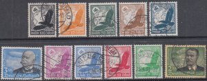 GERMANY Sc # C46-56 CPL USED SET of 11 - AIRMAILS, ZEPPELINS