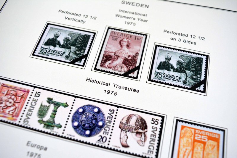 COLOR PRINTED SWEDEN 1971-1988 STAMP ALBUM PAGES (62 illustrated pages)