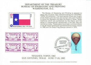 BEP B60 Souvenir Card TEXANEX-TOPEX '83 Texas #2032 Ballooning VC Cancel