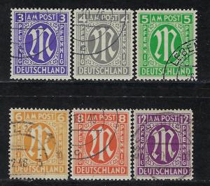 Germany AM Post Scott # 3N2b - 3N8b, used, cpl. set