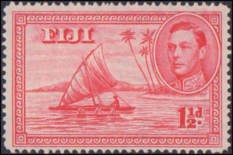 Fiji #132b, Complete Set, Perf. 14, 1942, Hinged