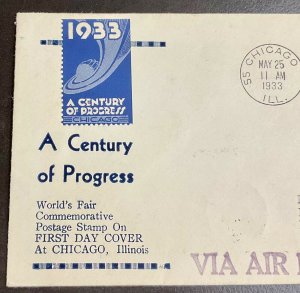 729 Unknown Cachet 1933 Century of Progress FDC P-90