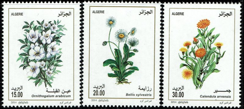 Algeria #1608-10  MNH - Flowers (2014)