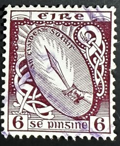 Ireland # 114 Used F/VF 6 Sword (Fault Missing Perf) 1942 [U6.4.1]