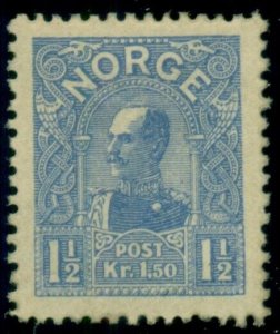 NORWAY #65 (91) 1 ½kr Haakon, small pearls, og, LH, XF, Scott $85.00