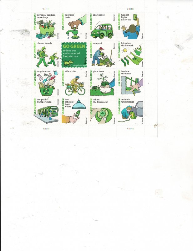 Go Green Forever US Postage Sheet of 16 stamps #4524 VF MNH