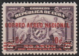 1930  Cuba Stamps Sc C3 Arms of Republic Surcharged in Red  NEW