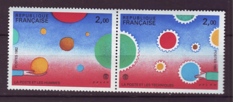 J20189 jlstamps 1982 france set pair mnh #1820a designs