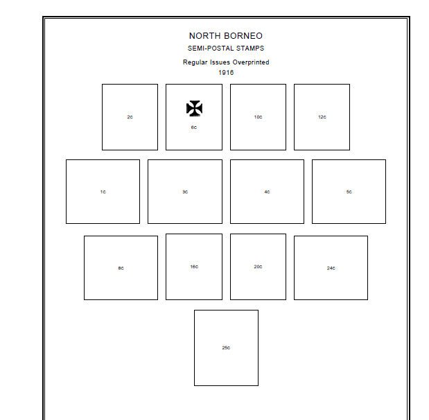 PRINTED BRITISH NORTH BORNEO 1883-1963 STAMP ALBUM PAGES (32 pages)
