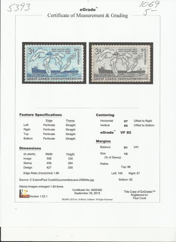 # 1069 MINT NEVER HINGED SOO LOCKS     VF+