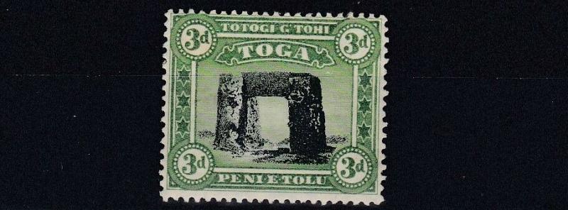 TONGA  1897  S G  44  3D  BLACK YELLOW GREEN    MH   LIGHTLY  TONED 