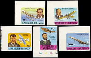 Upper Volta 462-466, MNH imperf., History of Aviation