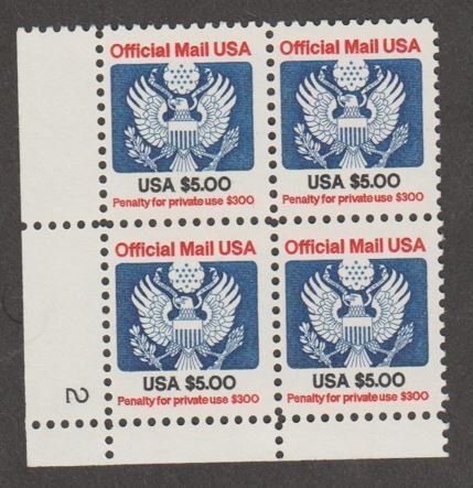 U.S. Scott #O133 Official Stamp - Mint NH Plate Block