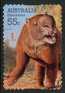 MEGAFAUNA 2008 - 55c DIPROTODON USED SELF-ADHESIVE