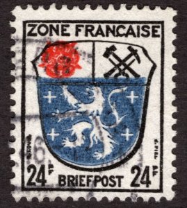 1945, Germany, French Occupation 24Fr,  Used, Sc 4N9