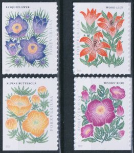 USA Sc. 5676-9 (58c) Mountain Flora 2022 bklt. singles MNH