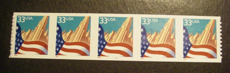 Scott 3281c, 33 cent Flag o/City, PNC5,#3333 MNH, NICE