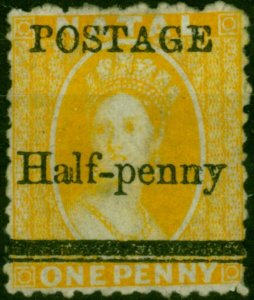 Natal 1877 1/2d on 1d Yellow SG91 Good MM