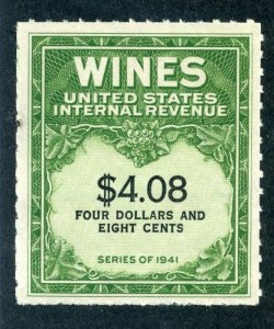 US RE201 $4.08 Wine Stamp (Mint Never Hinged - no gum as issued) cv$95.00