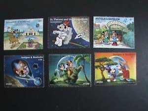 ​DISNEY-ANTIGUA & BARBUDA STAMP-TRAVEL TO THE MOON-STAMP MNH SET VERY FINE