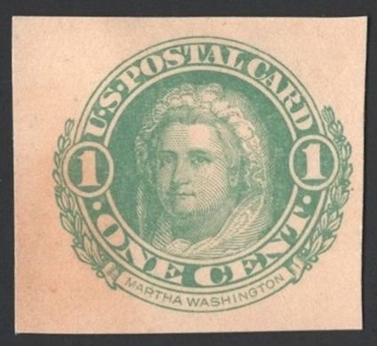 SC#UY7P 1¢ M. Washington Postal Card Cut Square (1914) Unused
