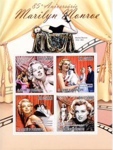 SAO TOME 85th BIRTH ANNIVERSARY OF MARILYN MONROE SHEET  MINT NH