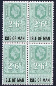 Isle of Man 1960 QEII 2/6 Revenue Stamp U/M Block of Four