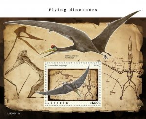 Liberia Flying Dinosaurs Stamps 2020 MNH Prehistoric Animals Pteranodon 1v S/S
