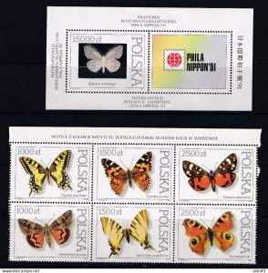 Worldwide Accumulation butterflies stamps+2 Mini Sheets 16107