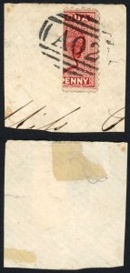 Antigua SG16a 1d Lake BISECTED on Piece Cat on Cover at 8000 pounds