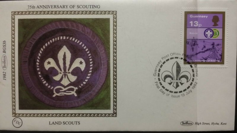 1982 Guernsey Anni Boy Scouts Cub Air Sea Land Scouts Benham FDC BGS3a-d  