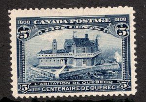 1908 Canada Sc# 99 - 5¢ Quebec Tercentennial Issue.  MH