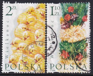 Poland 2002 Sc 3626-7 Easter Flowers Chicks Stamp CTO