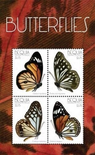 BEQUIA 2011 - Butterflies, Flora Fauna - Sheet of 4 Stamps - MNH